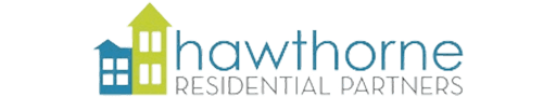 Logo of howthorne residential partners featuring a stylized house and text in blue and green.